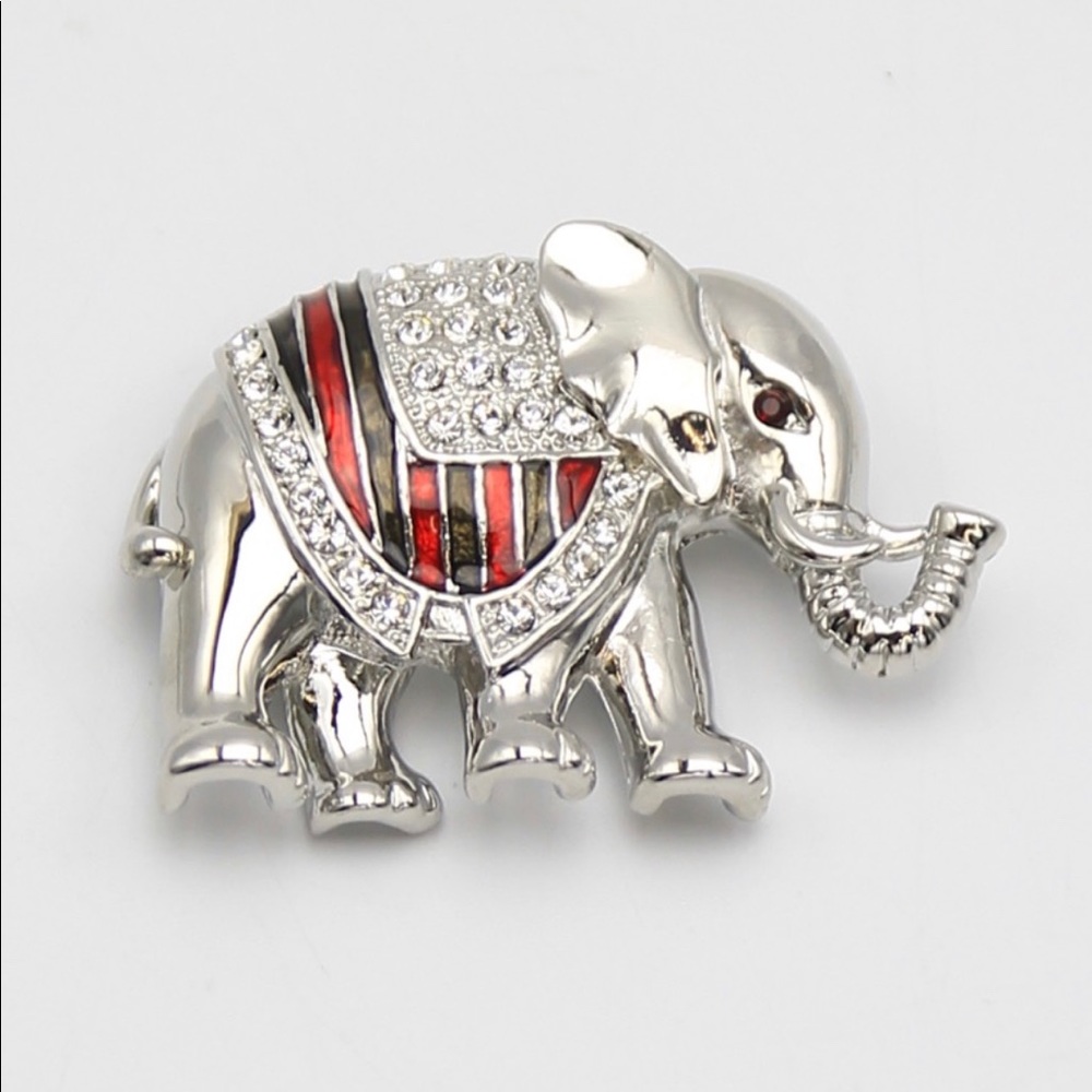 Silver Elephant Lapel Pin